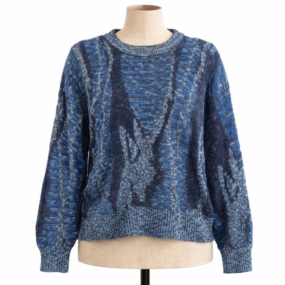 Vintage Coogi Style‎ Y2K Textured Crewneck Sweater Size L Blue Grunge Artsy Boxy